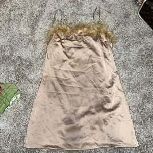 NWT Charmed Hearts Waiting All Night Satin Feathered Dress Size Medium